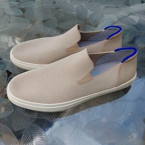 Slip-On Canvas Men’s Shoes in Beige with Blue Trim